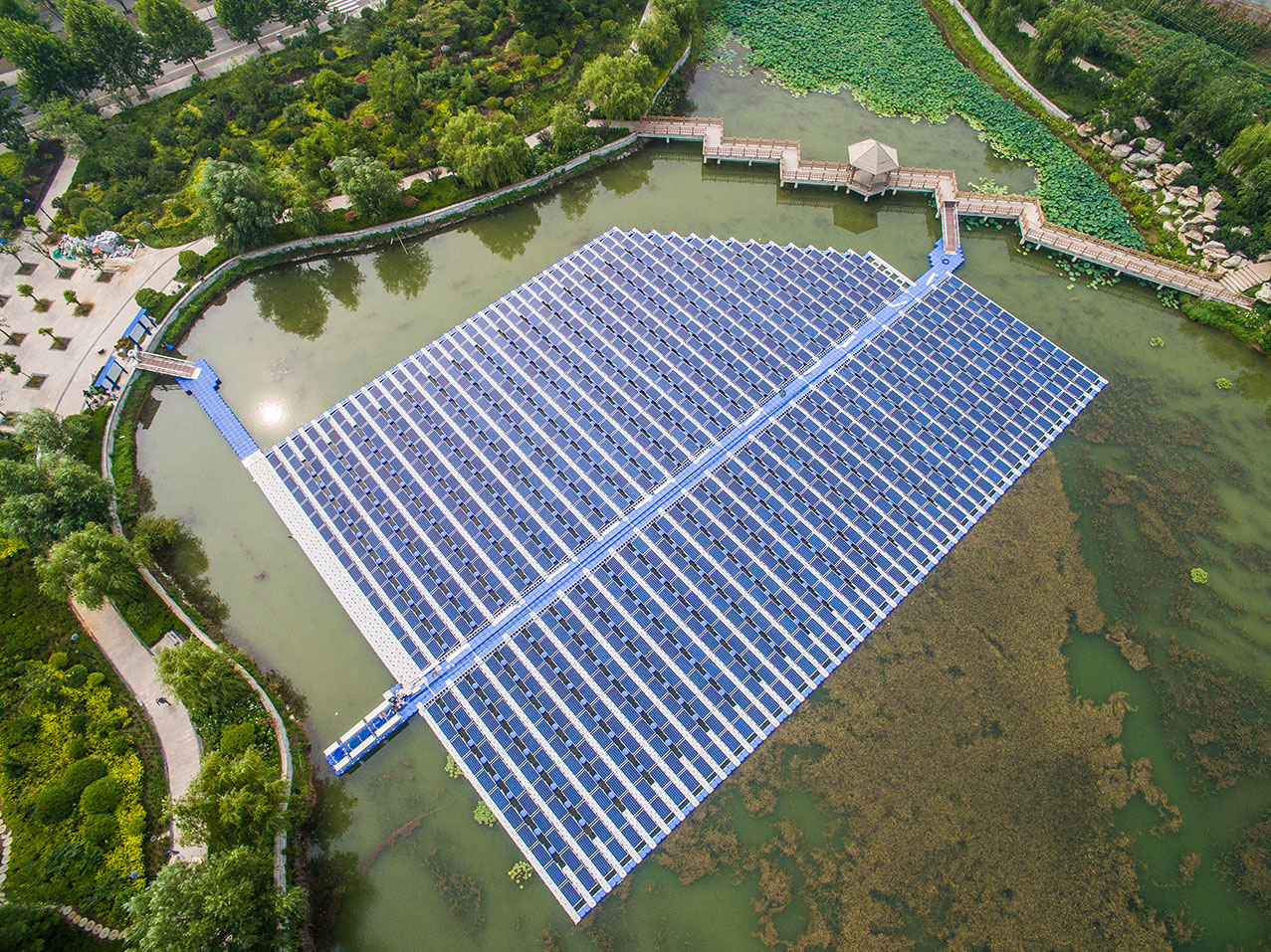 kaiyun(中国)科技山东济宁300千瓦水面漂浮分布式光伏电站